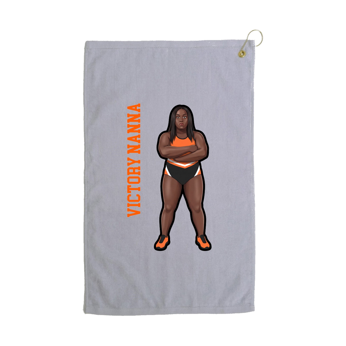 Golf Towel — Name Vertical in Grey