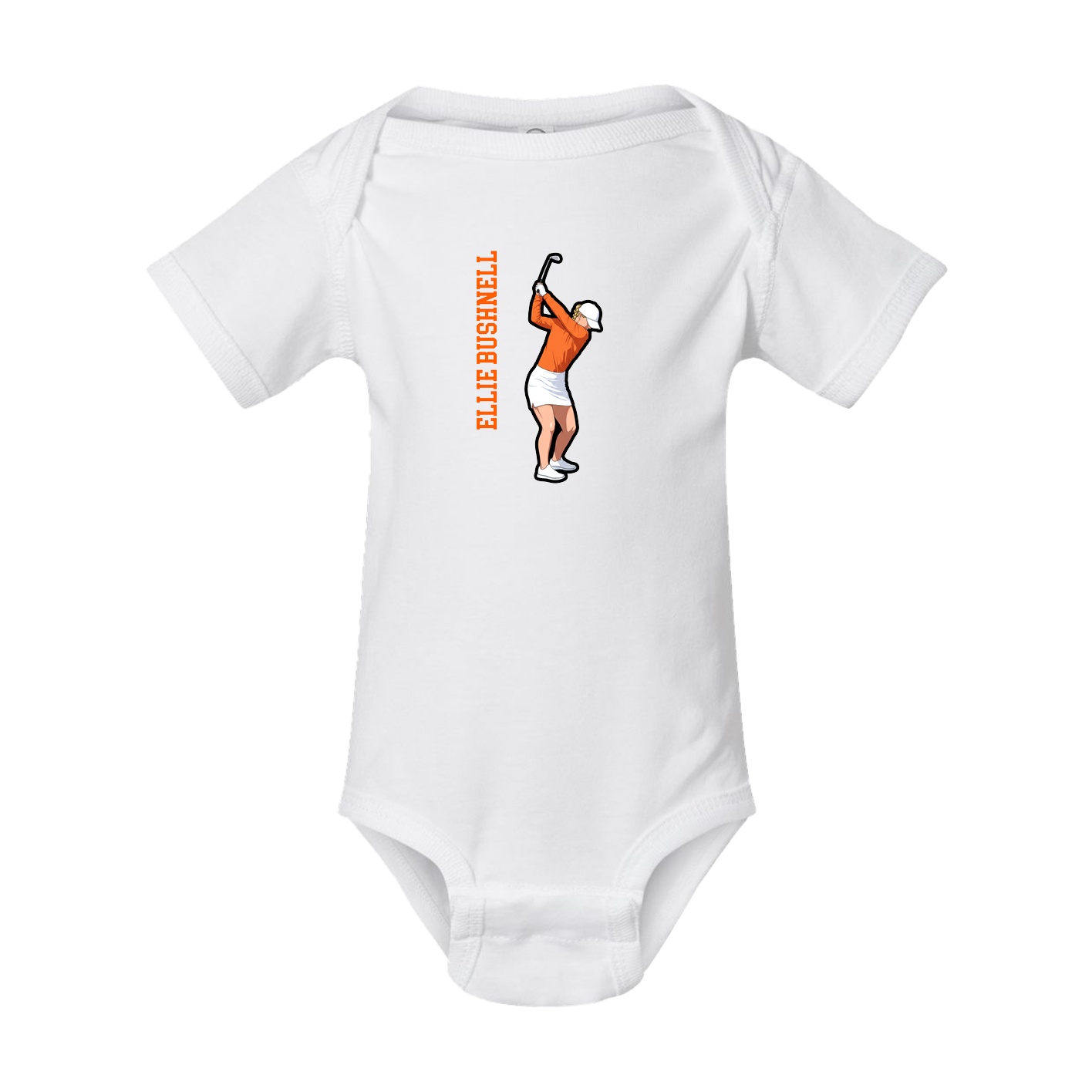 Baby Onesie — Name Vertical in White