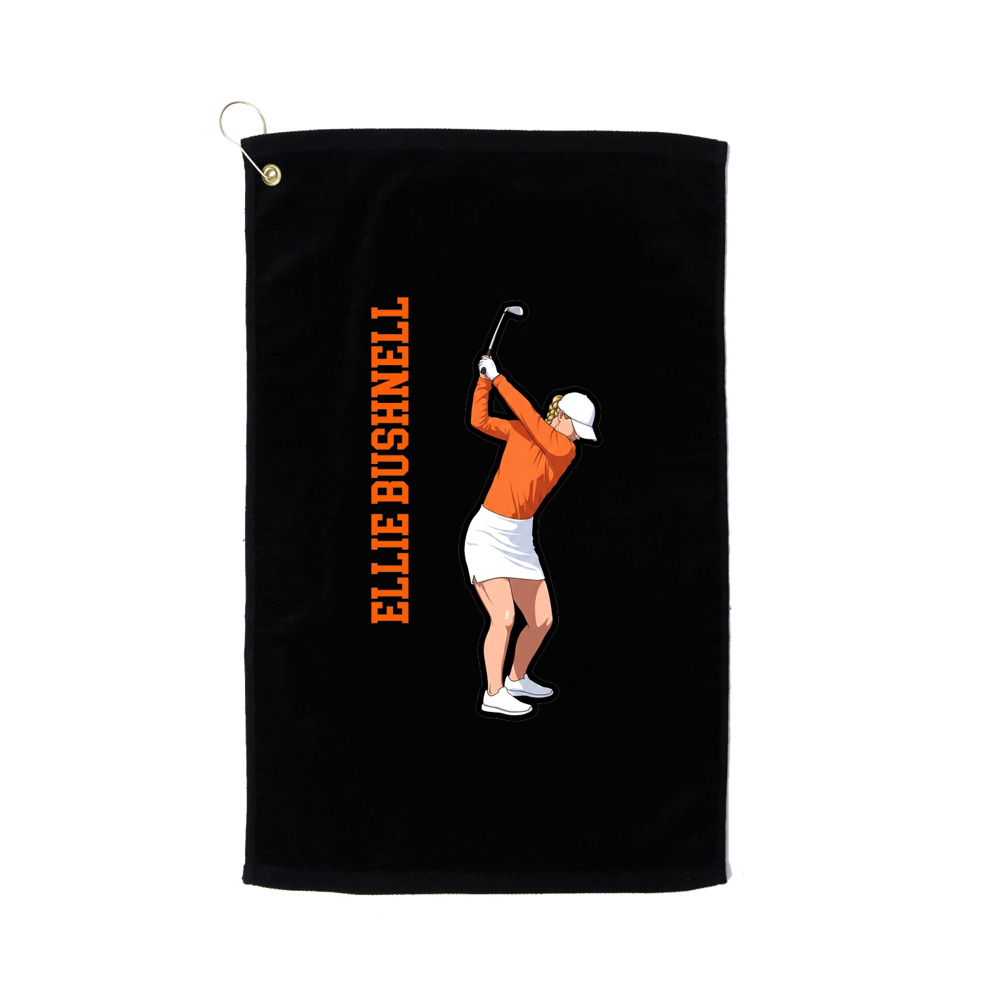 Golf Towel — Name Vertical in Black