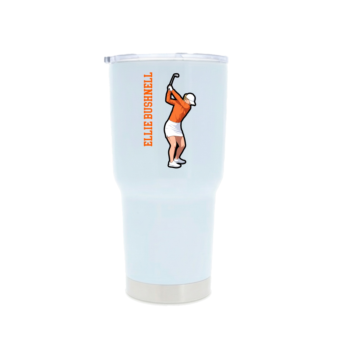 30oz Stainless Steel Tumbler — Name Vertical in White