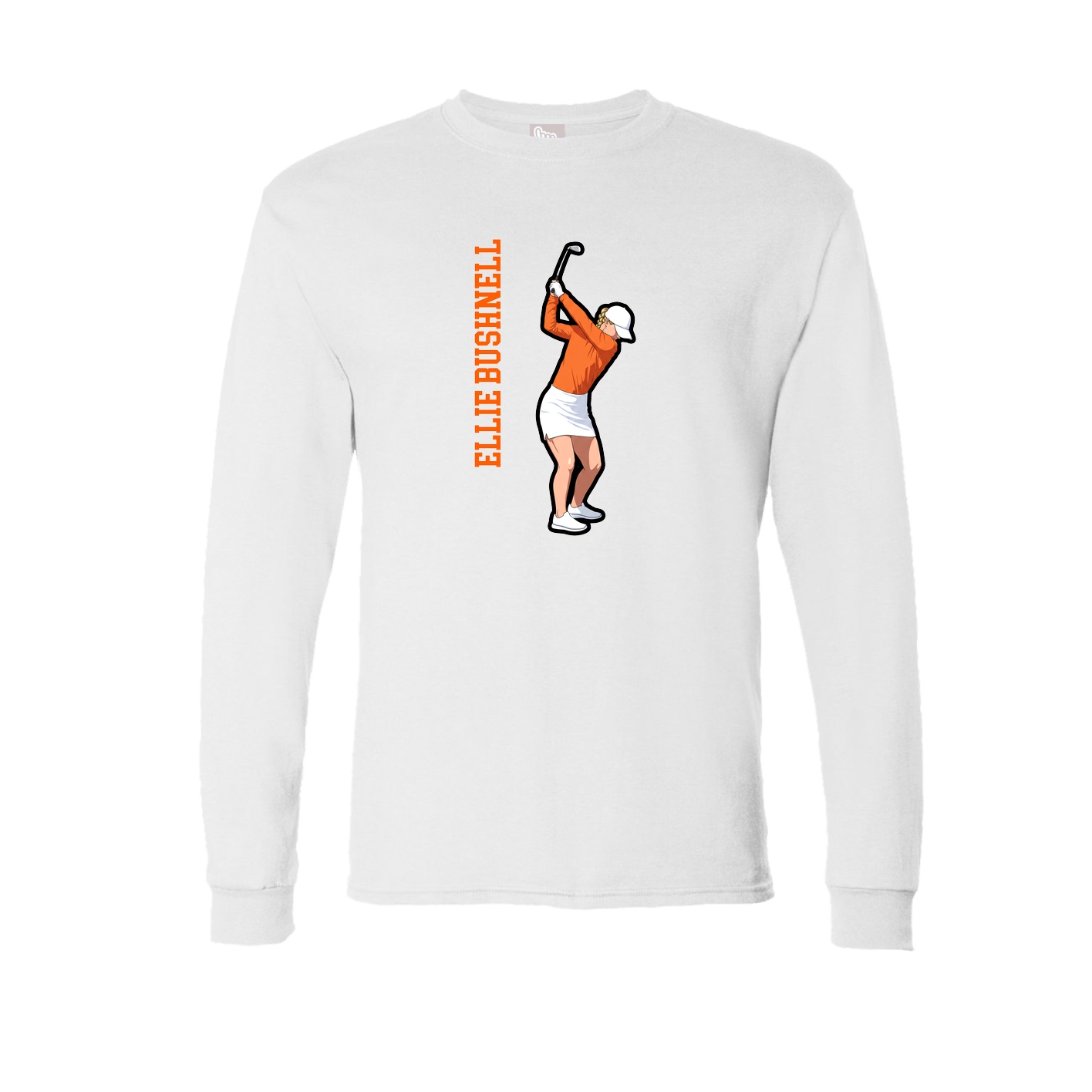 Long Sleeve Tee — Name Vertical in White