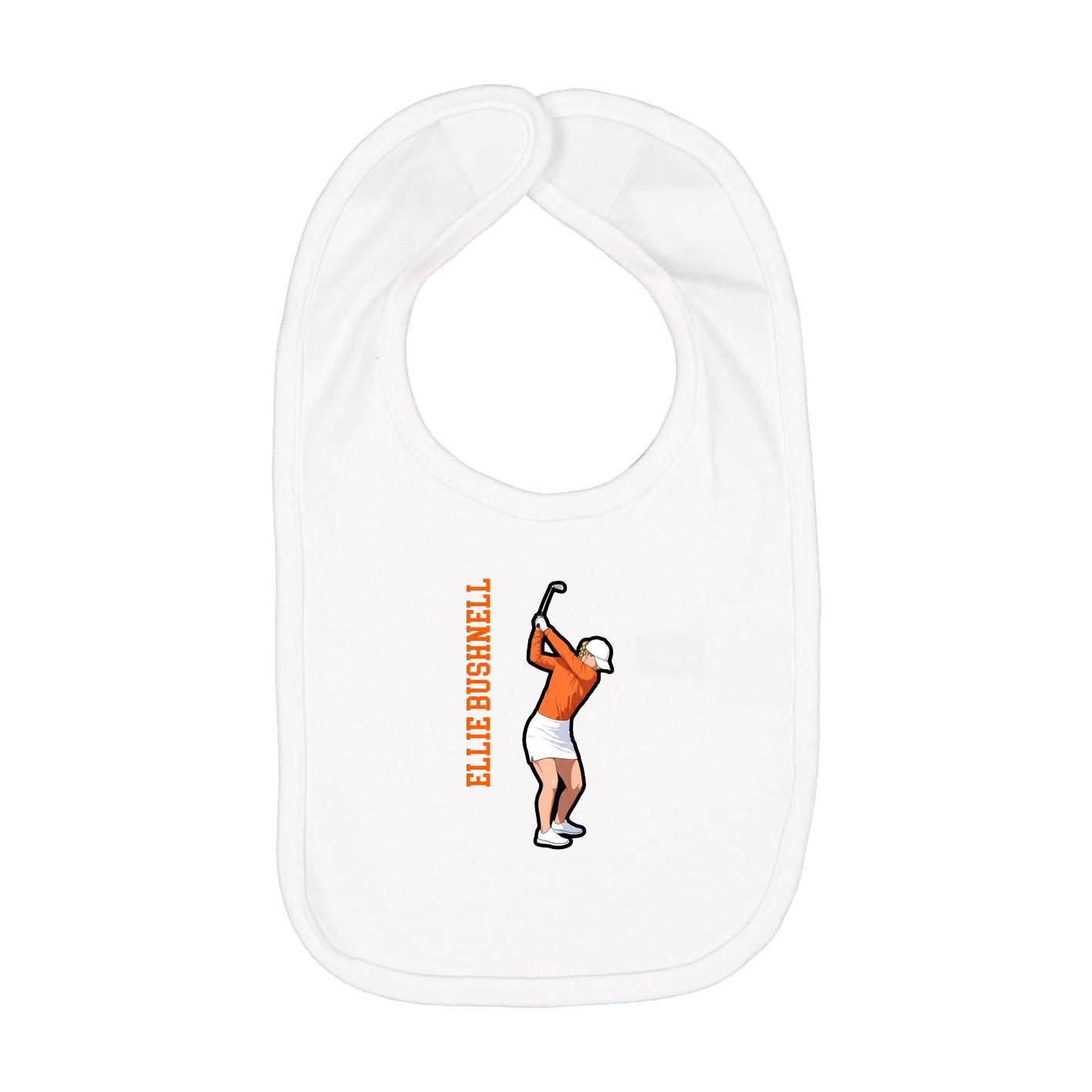 Infant Bib — Name Vertical in White