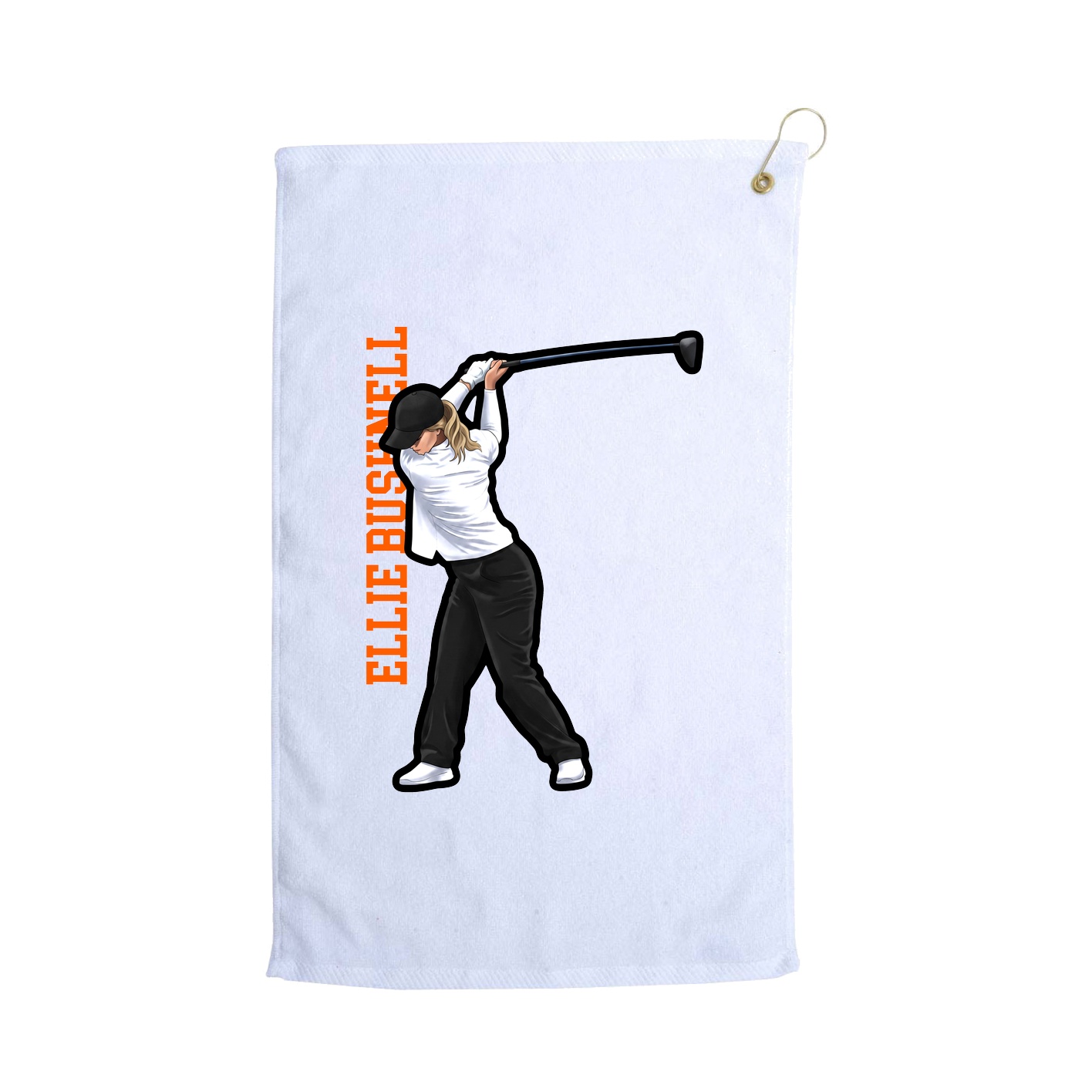 Golf Towel — Name Vertical in White