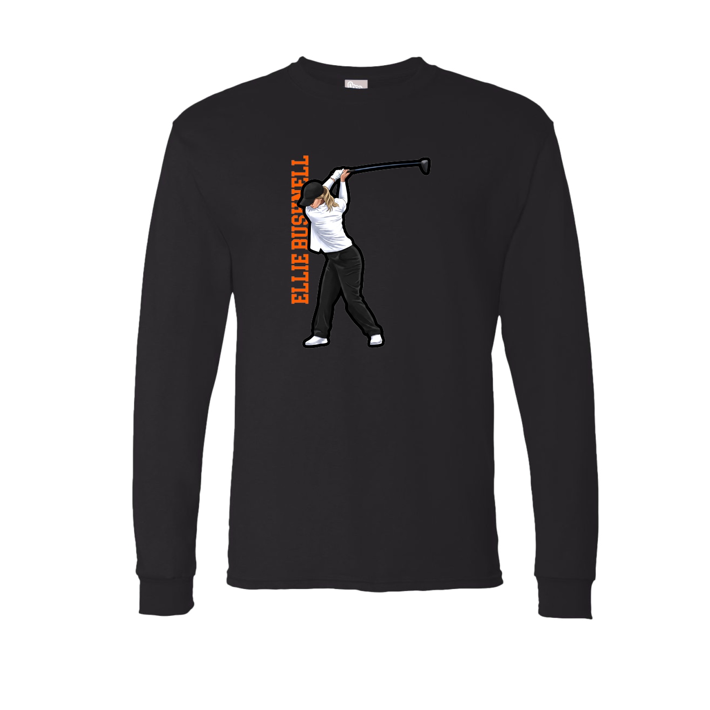 Long Sleeve Tee — Name Vertical in Black