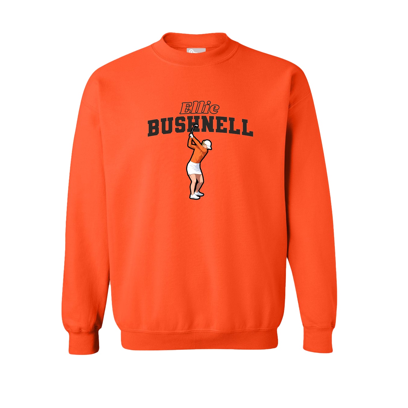 Fleece Crew — Name Arch in Orange