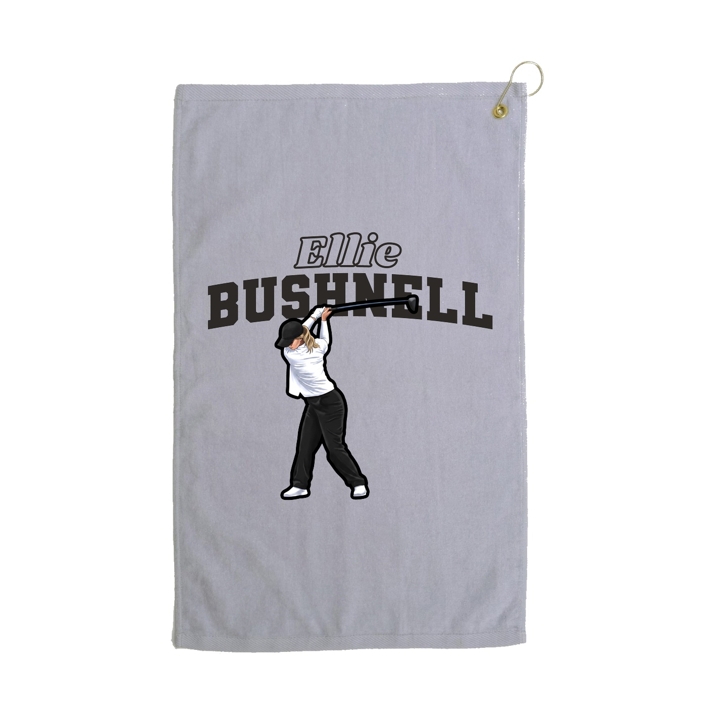Golf Towel — Name Arch in Grey