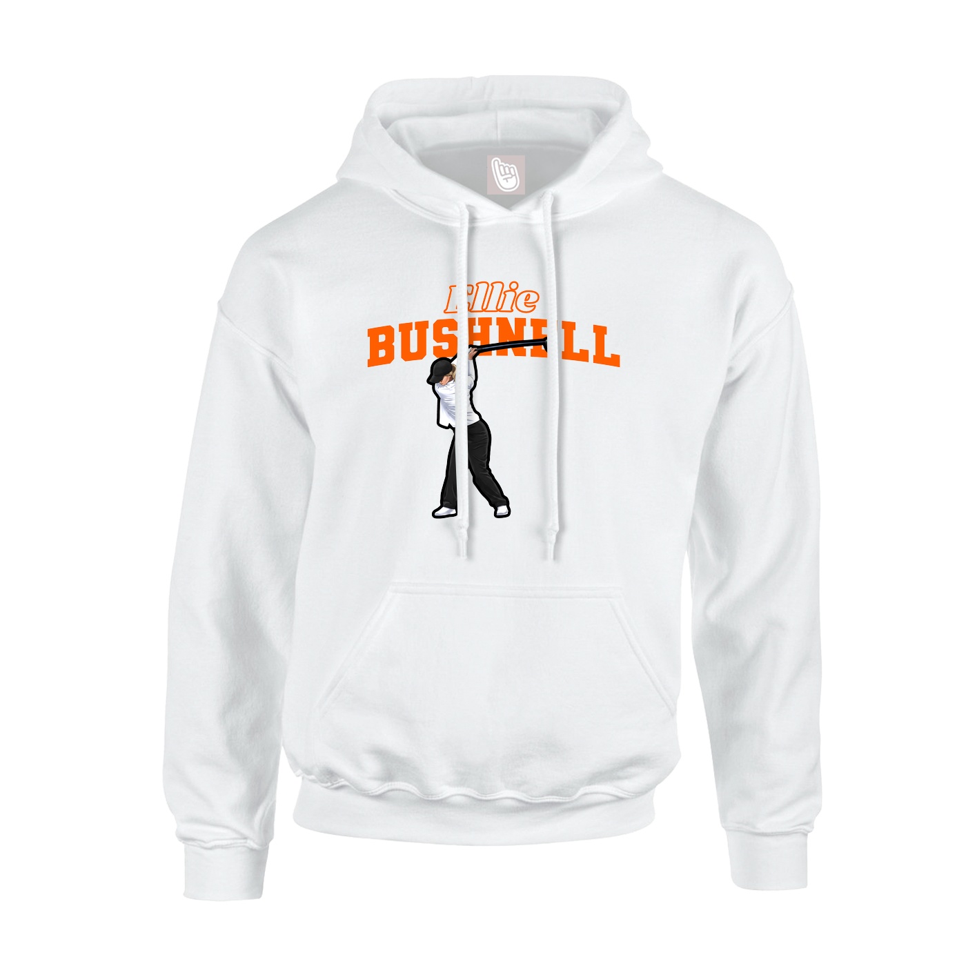 Youth Hoodie — Name Arch in White