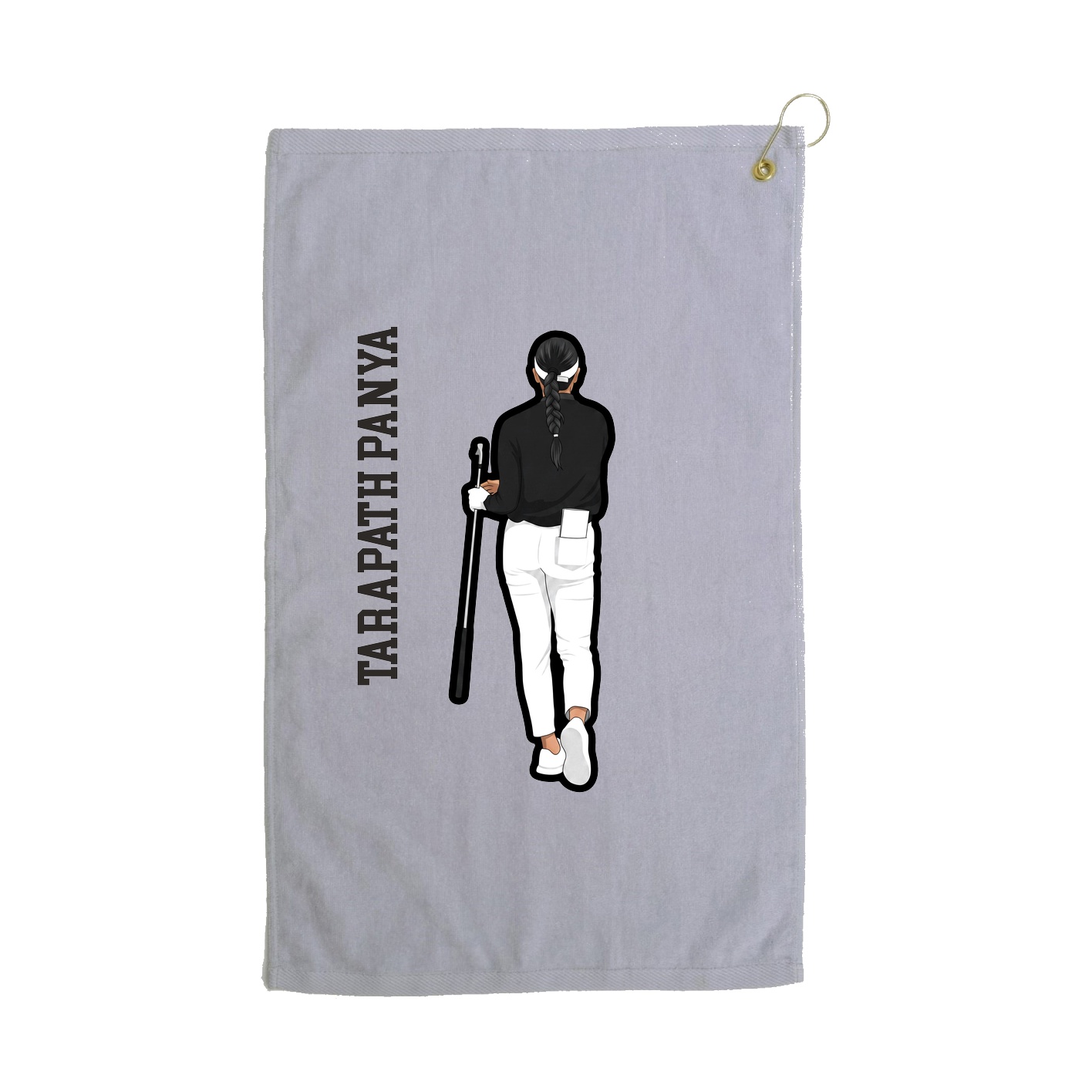 Golf Towel — Name Vertical in Grey