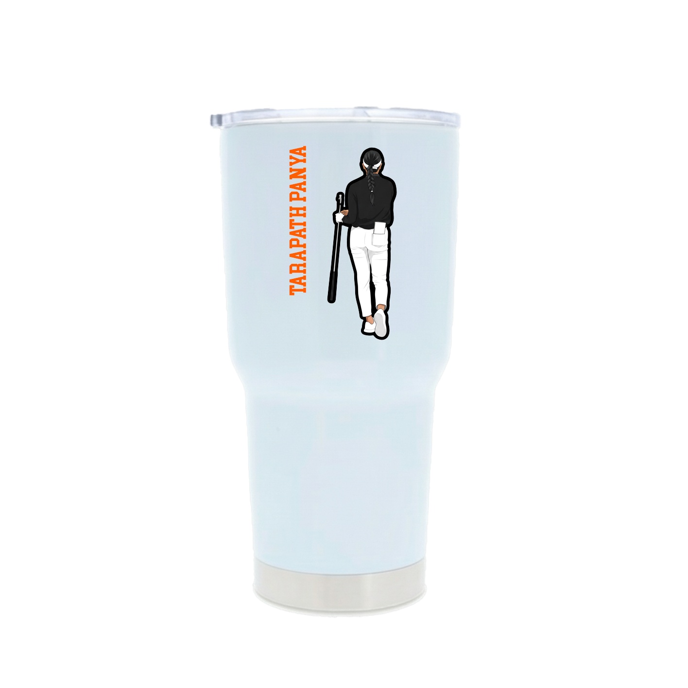 30oz Stainless Steel Tumbler — Name Vertical in White
