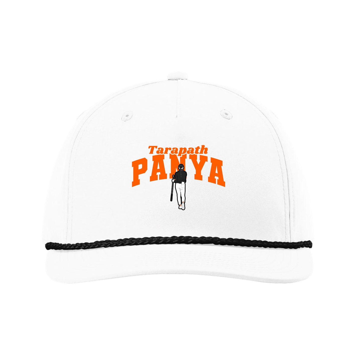Five-Panel Classic Rope Cap — Signature Arch in White
