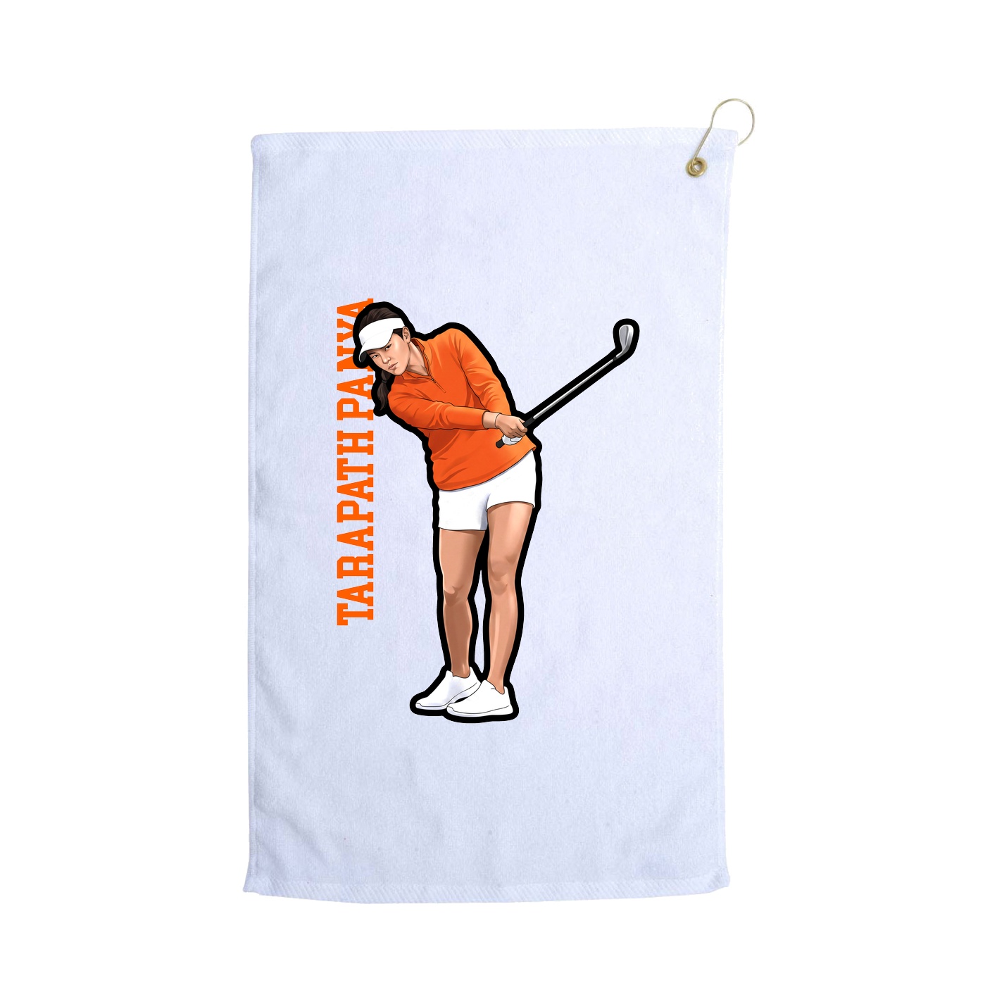 Golf Towel — Name Vertical in White