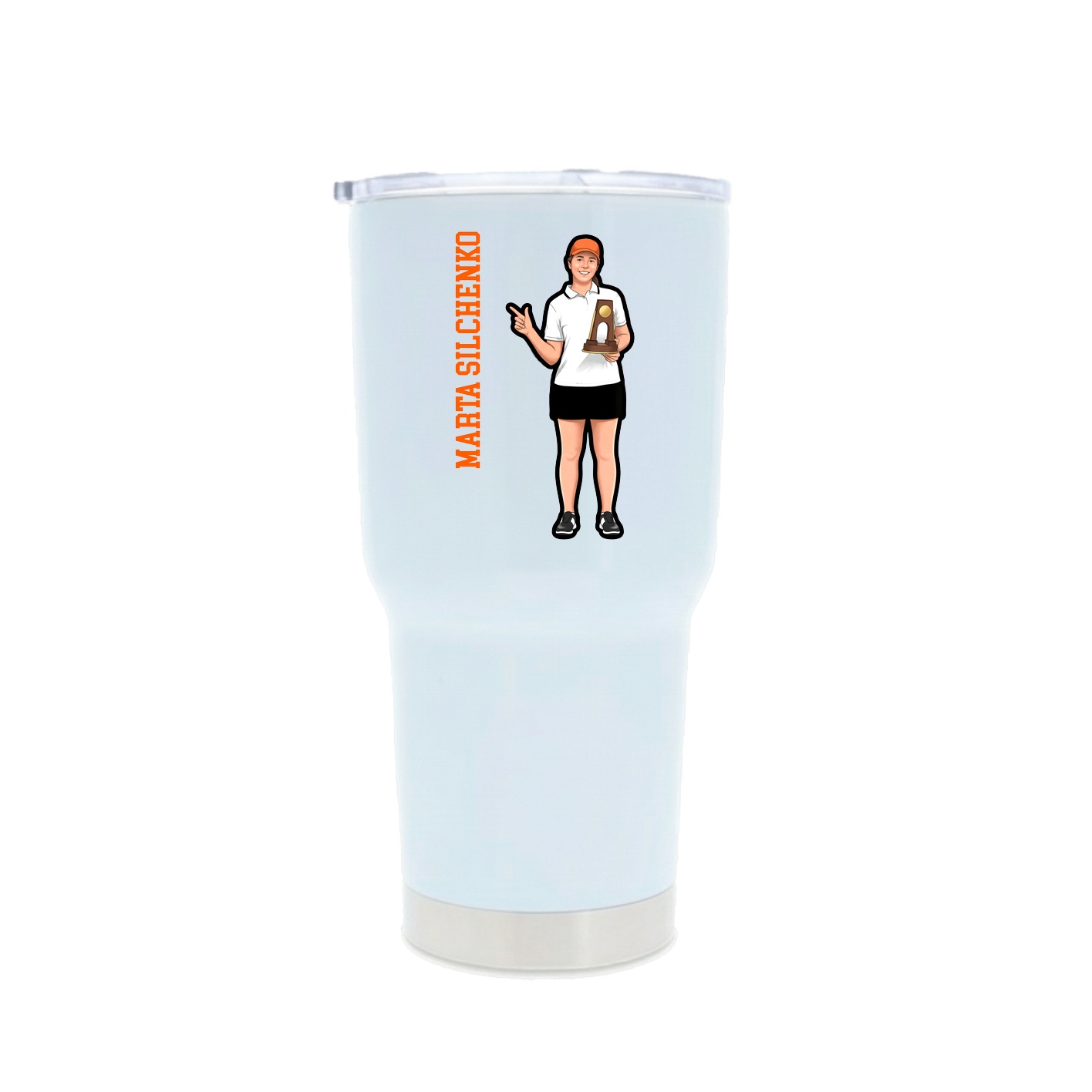 30oz Stainless Steel Tumbler — Name Vertical in White