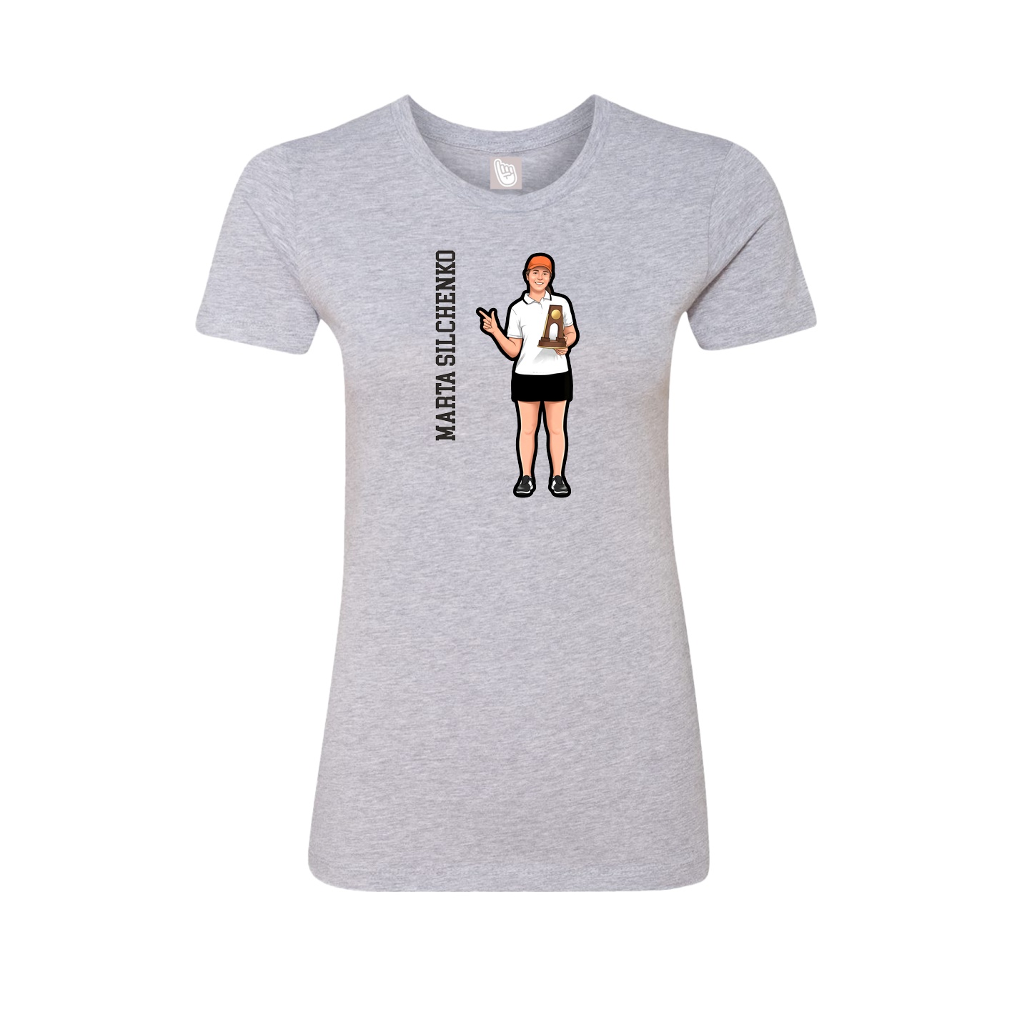 Fitted Women's Tee — Name Vertical in Grey