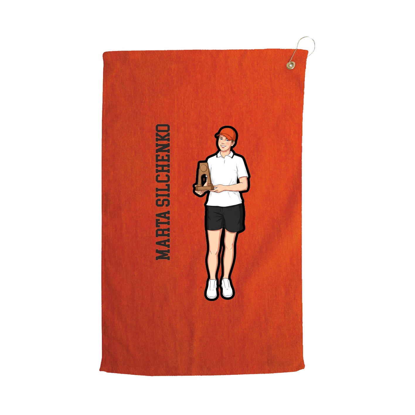 Golf Towel — Name Vertical in Orange