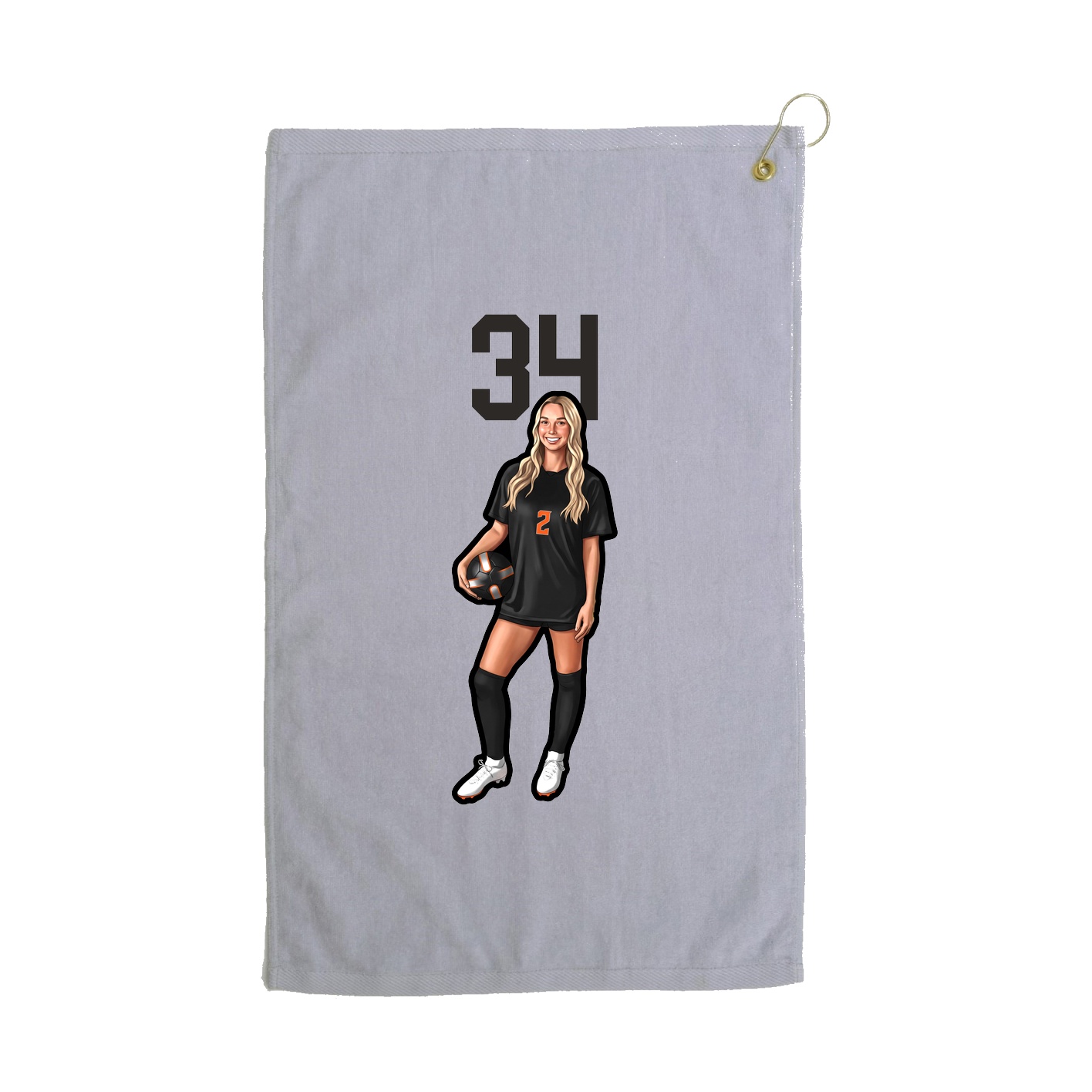 Golf Towel — Number Top in Grey
