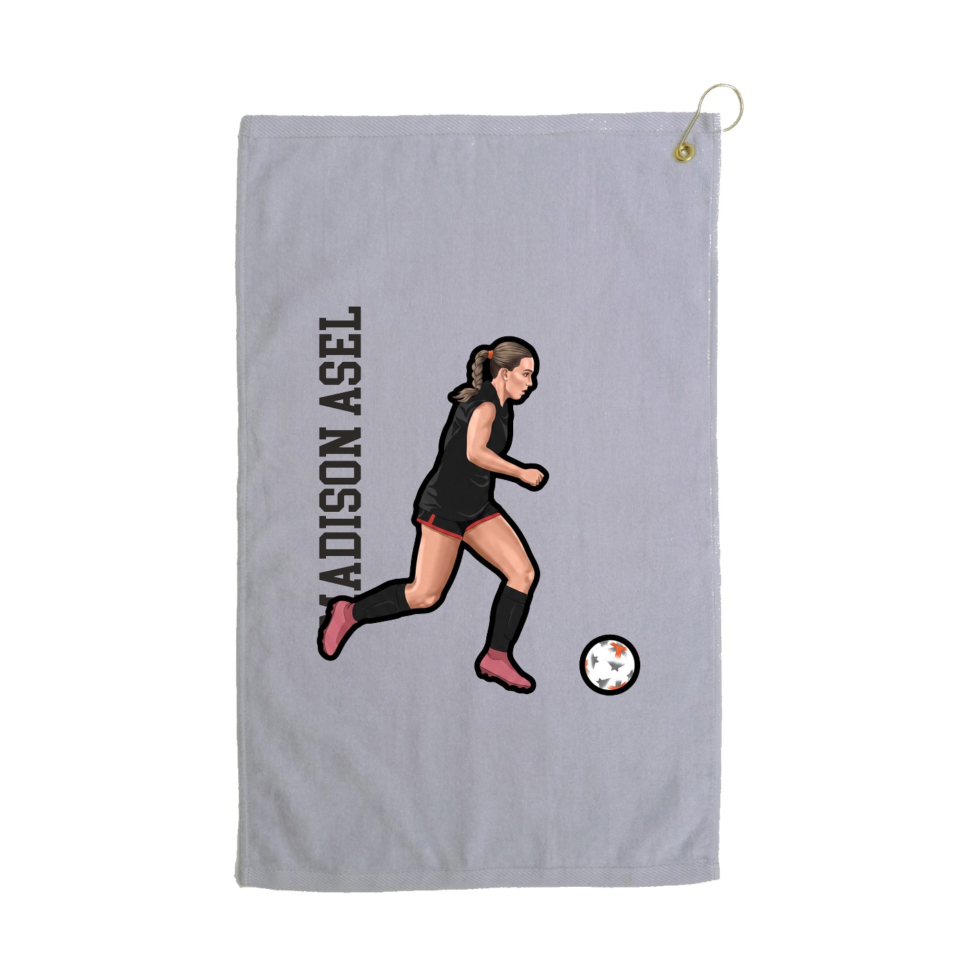 Golf Towel — Name Vertical in Grey