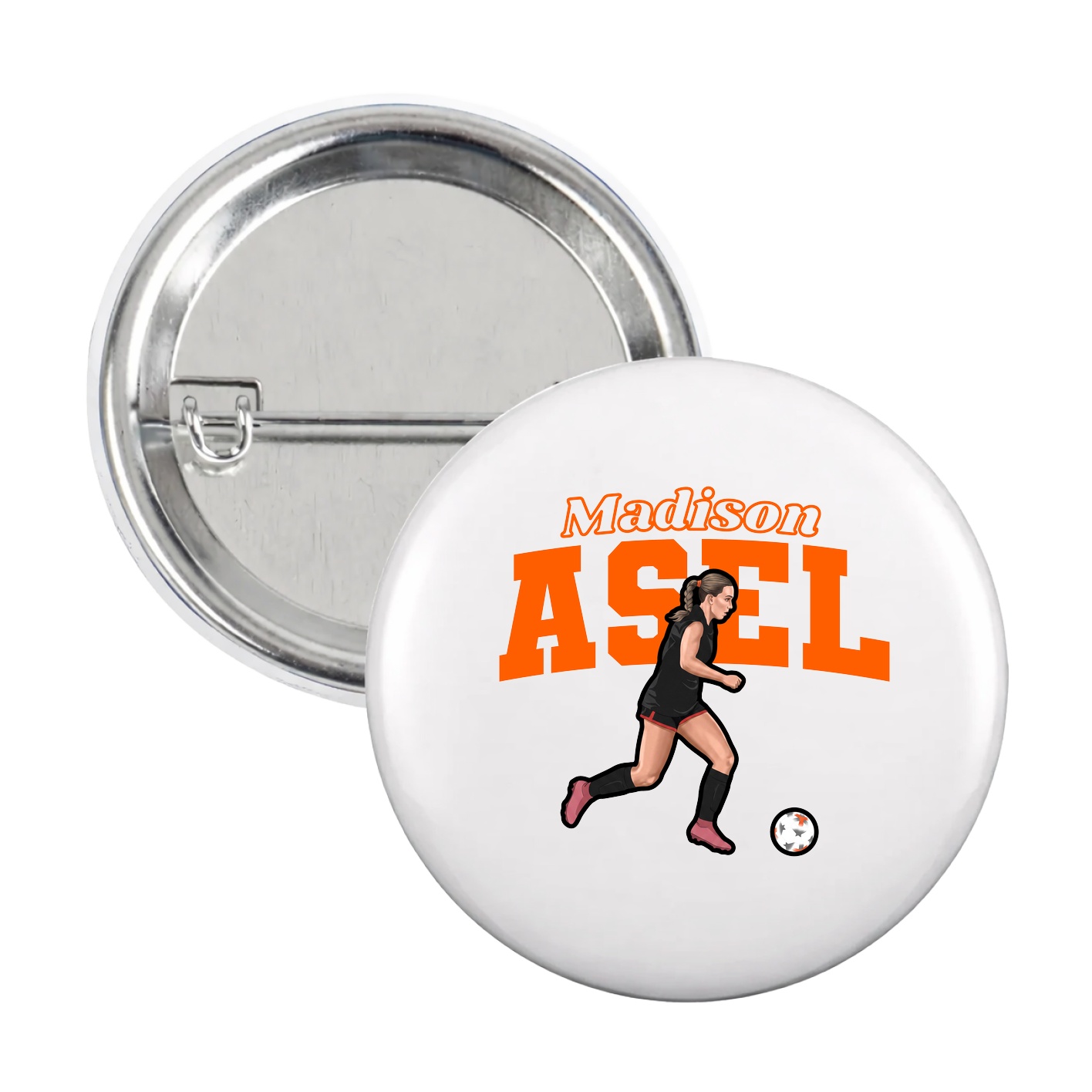 Game Day Button — Name Arch in White
