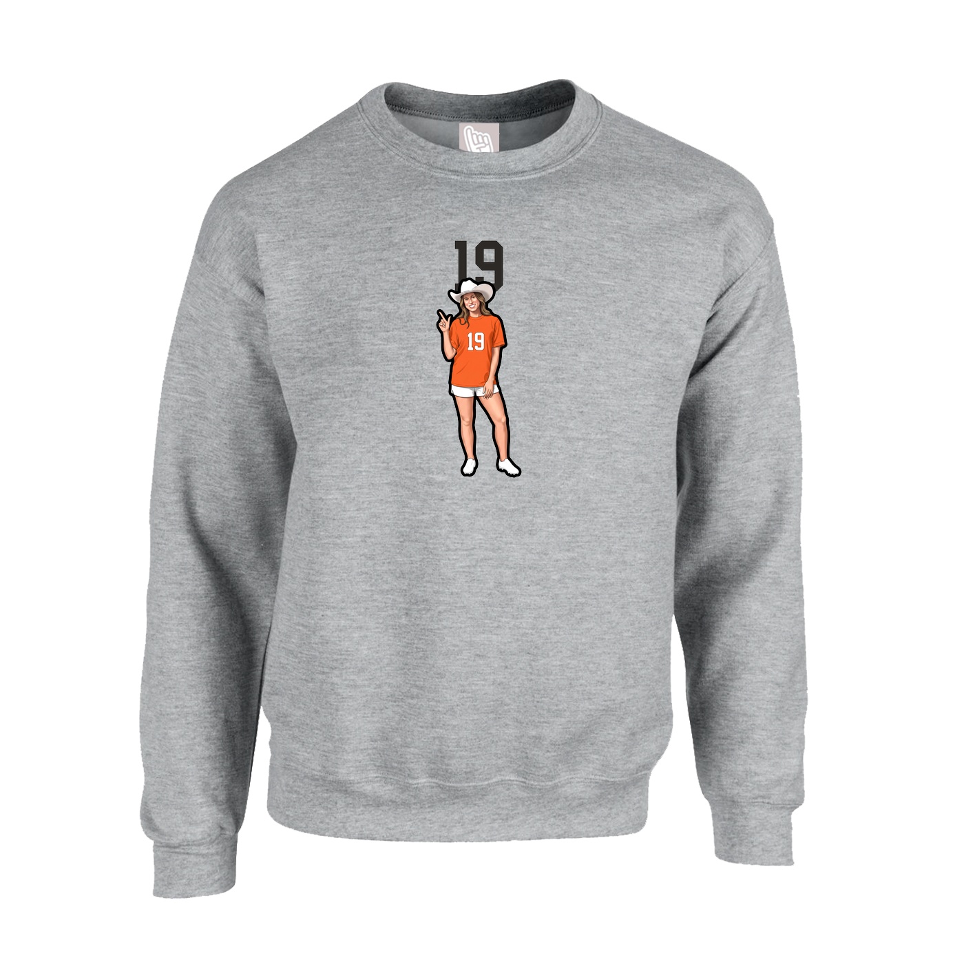 Fleece Crew — Number Top in Grey