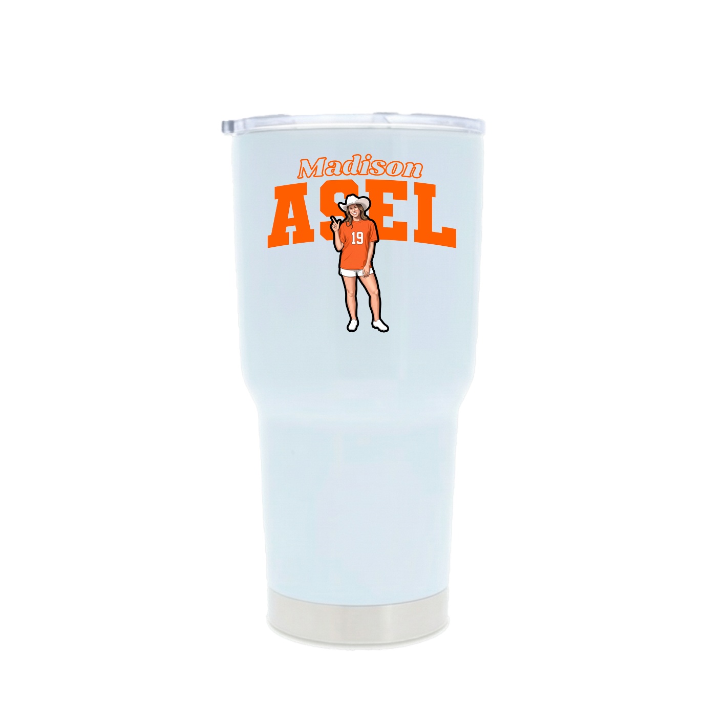 30oz Stainless Steel Tumbler — Name Arch in White