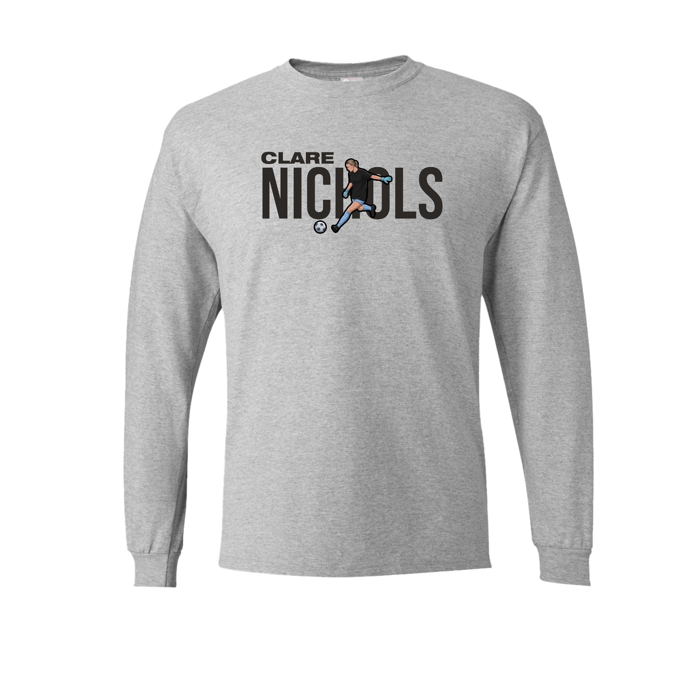 Long Sleeve Tee — Player Name in Grey
