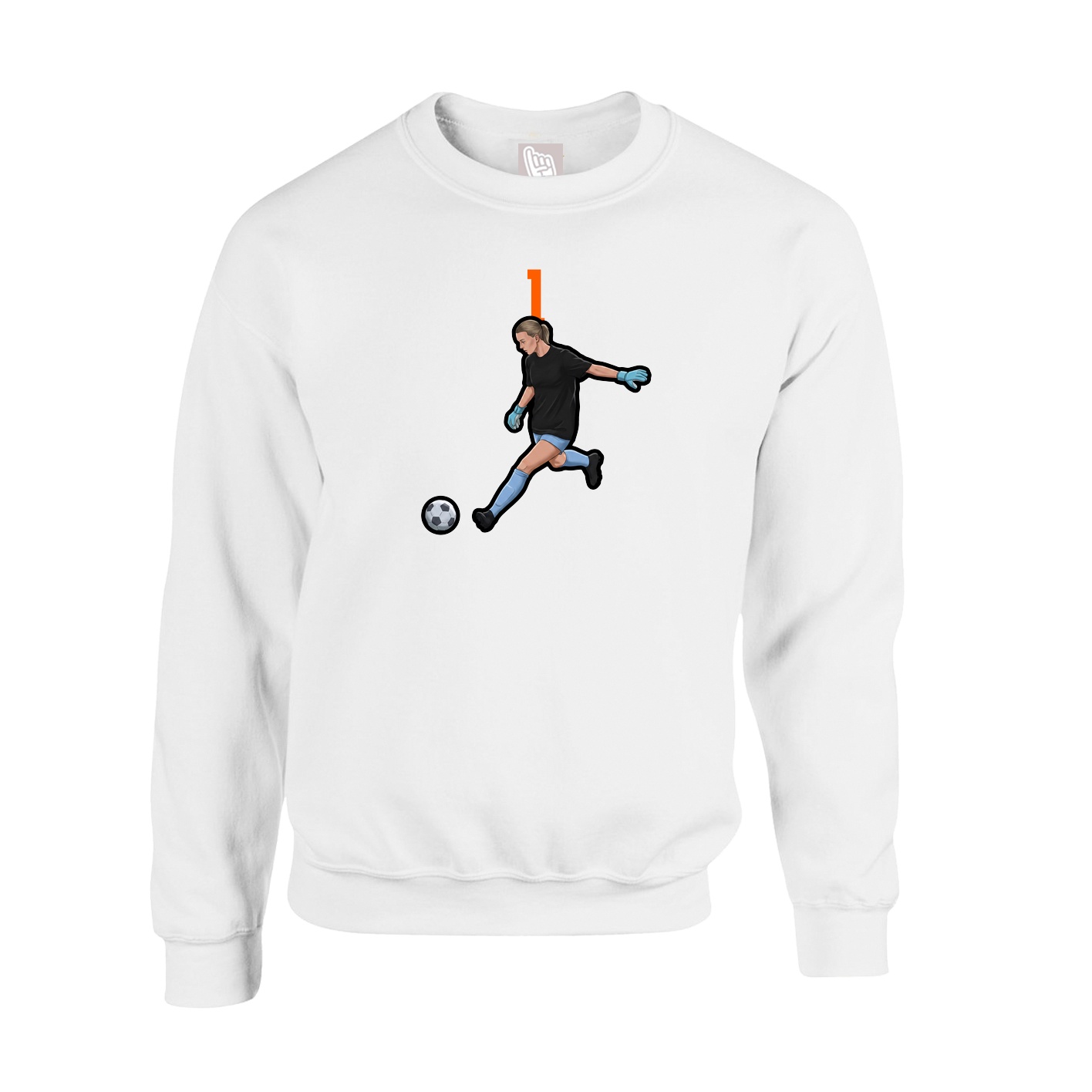 Fleece Crew — Number Top in White