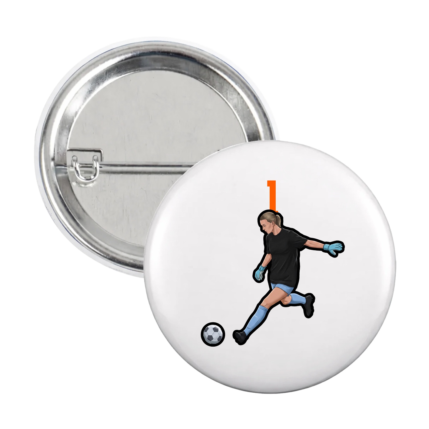Game Day Button — Number Top in White