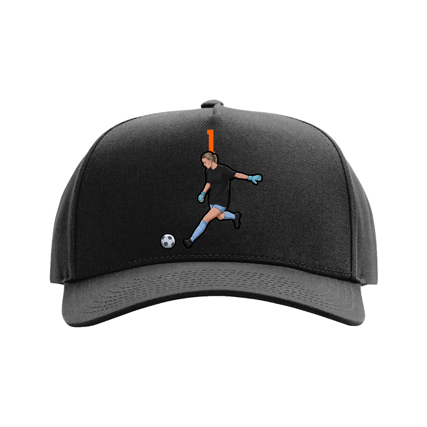Full Fabric Five-Panel Champ Cap — Number Top in Black