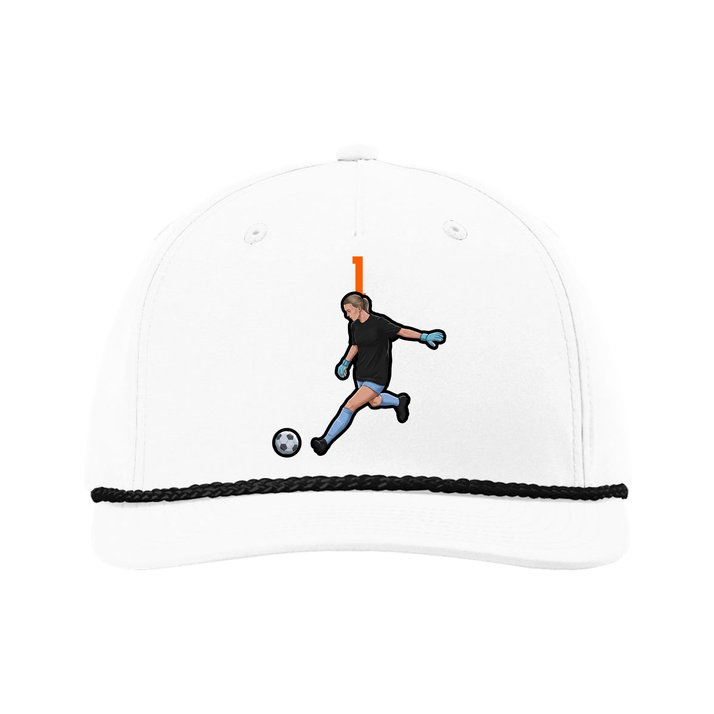 Five-Panel Classic Rope Cap — Number Top in White