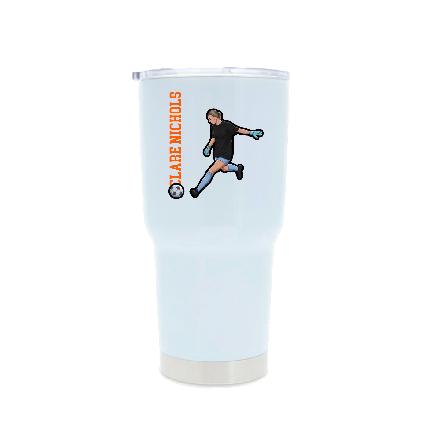 30oz Stainless Steel Tumbler — Name Vertical in White