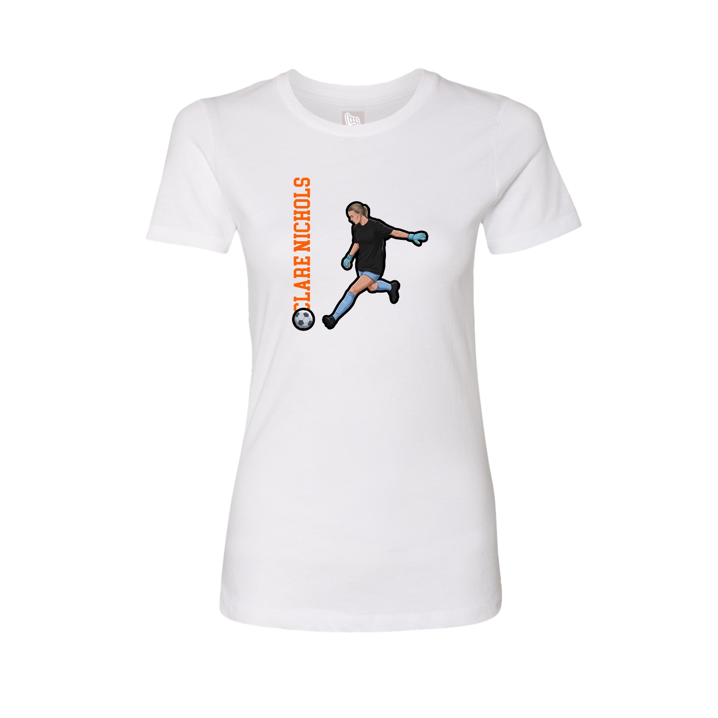 Fitted Women's Tee — Name Vertical in White