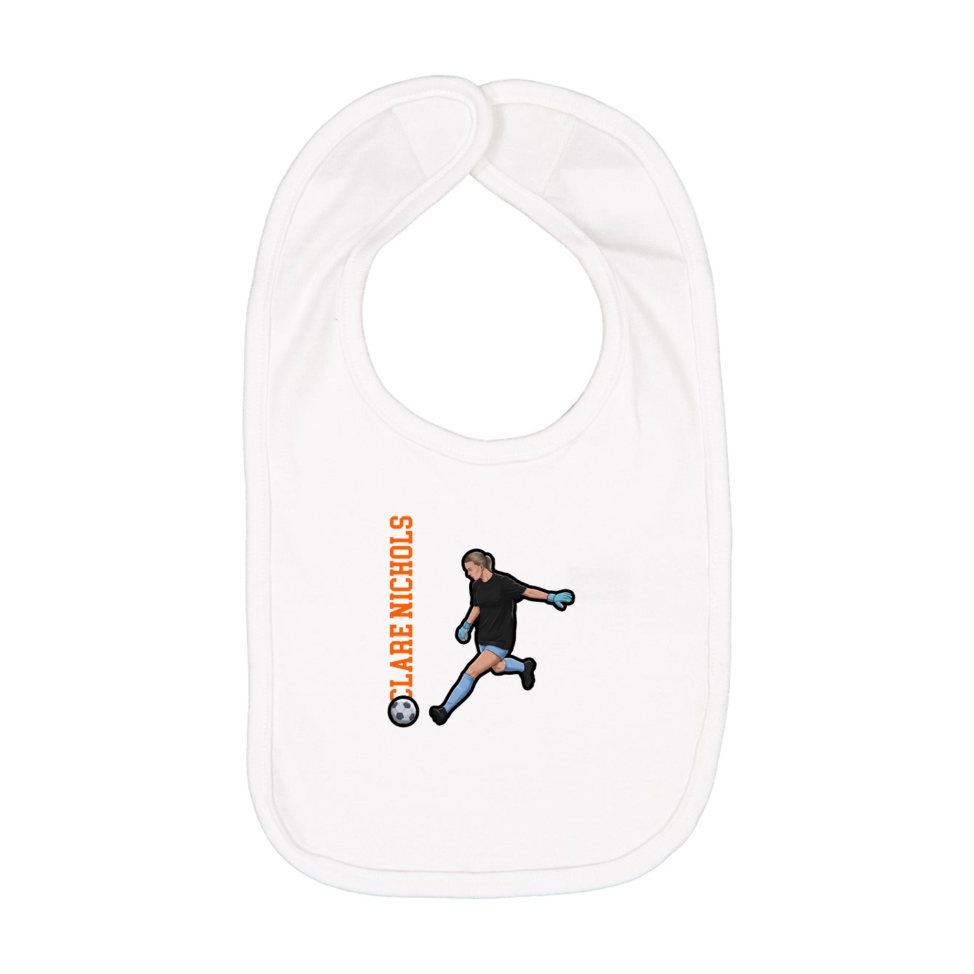 Infant Bib — Name Vertical in White