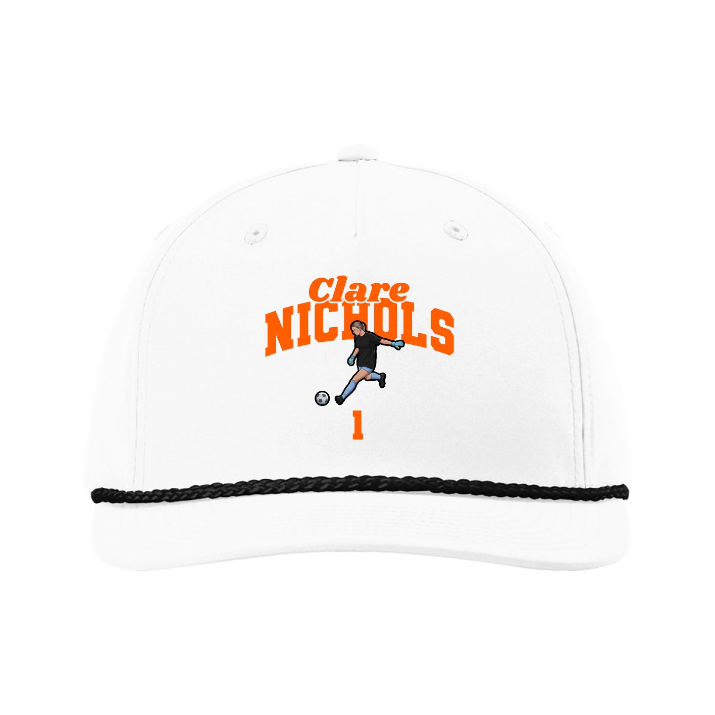 Five-Panel Classic Rope Cap — Signature Arch in White