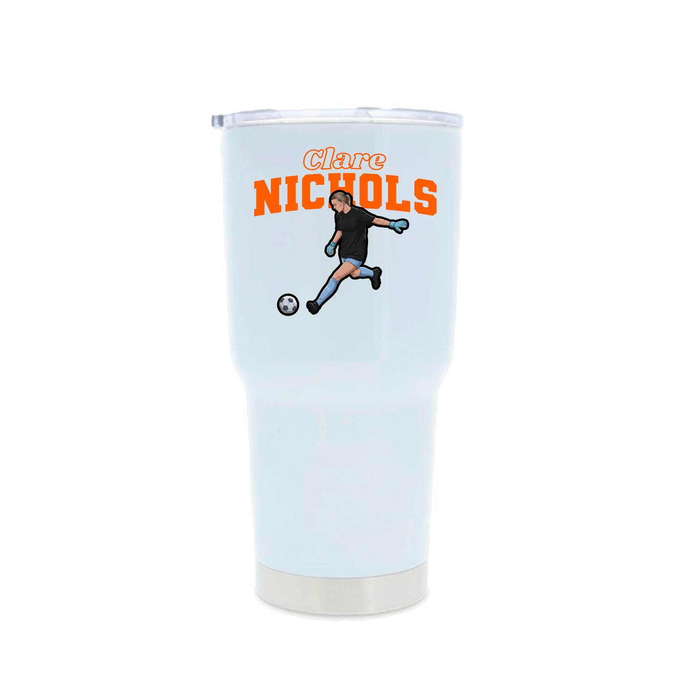30oz Stainless Steel Tumbler — Name Arch in White