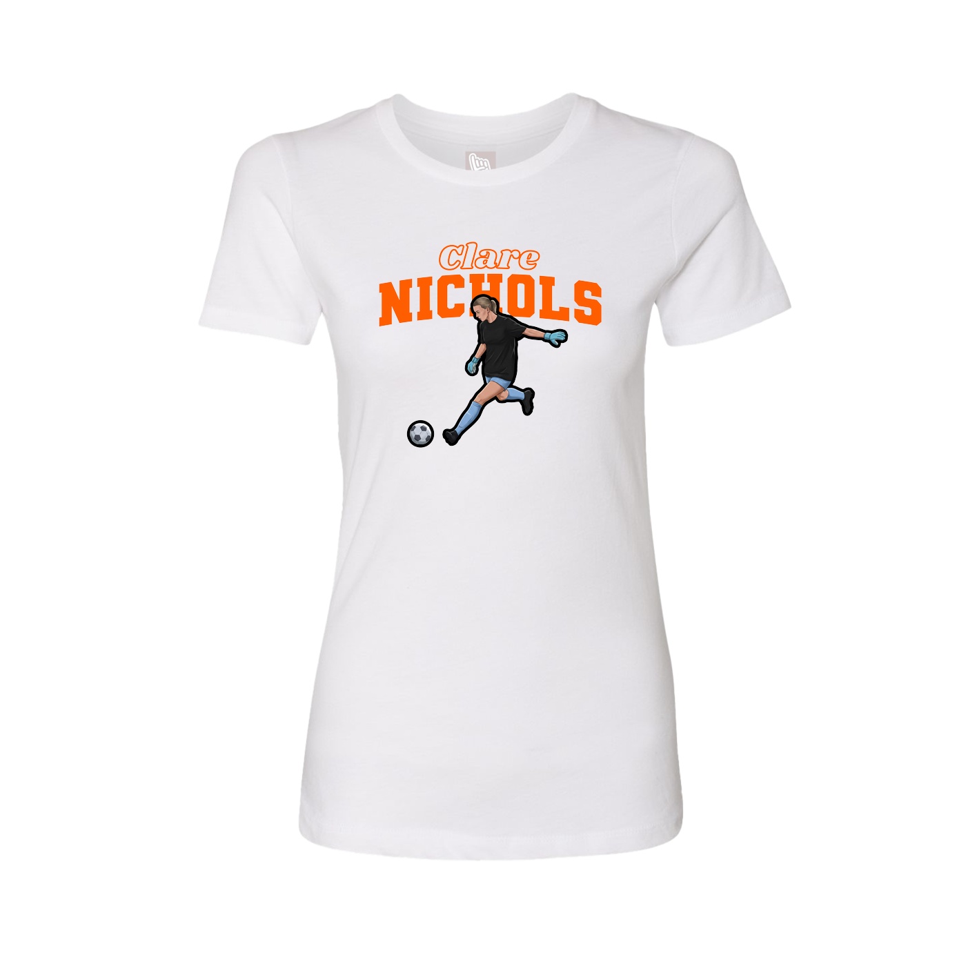 Fitted Women's Tee — Name Arch in White