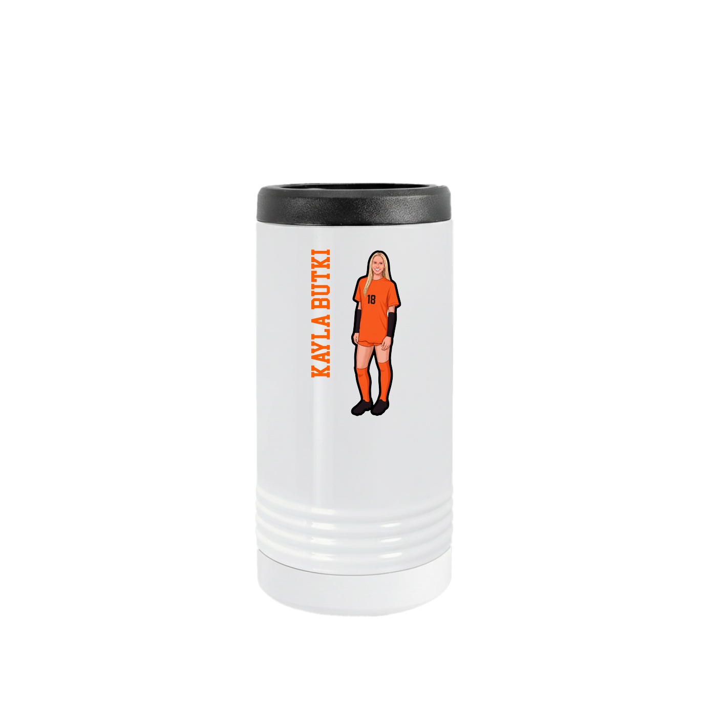 Slim Beverage Holder — Name Vertical in White