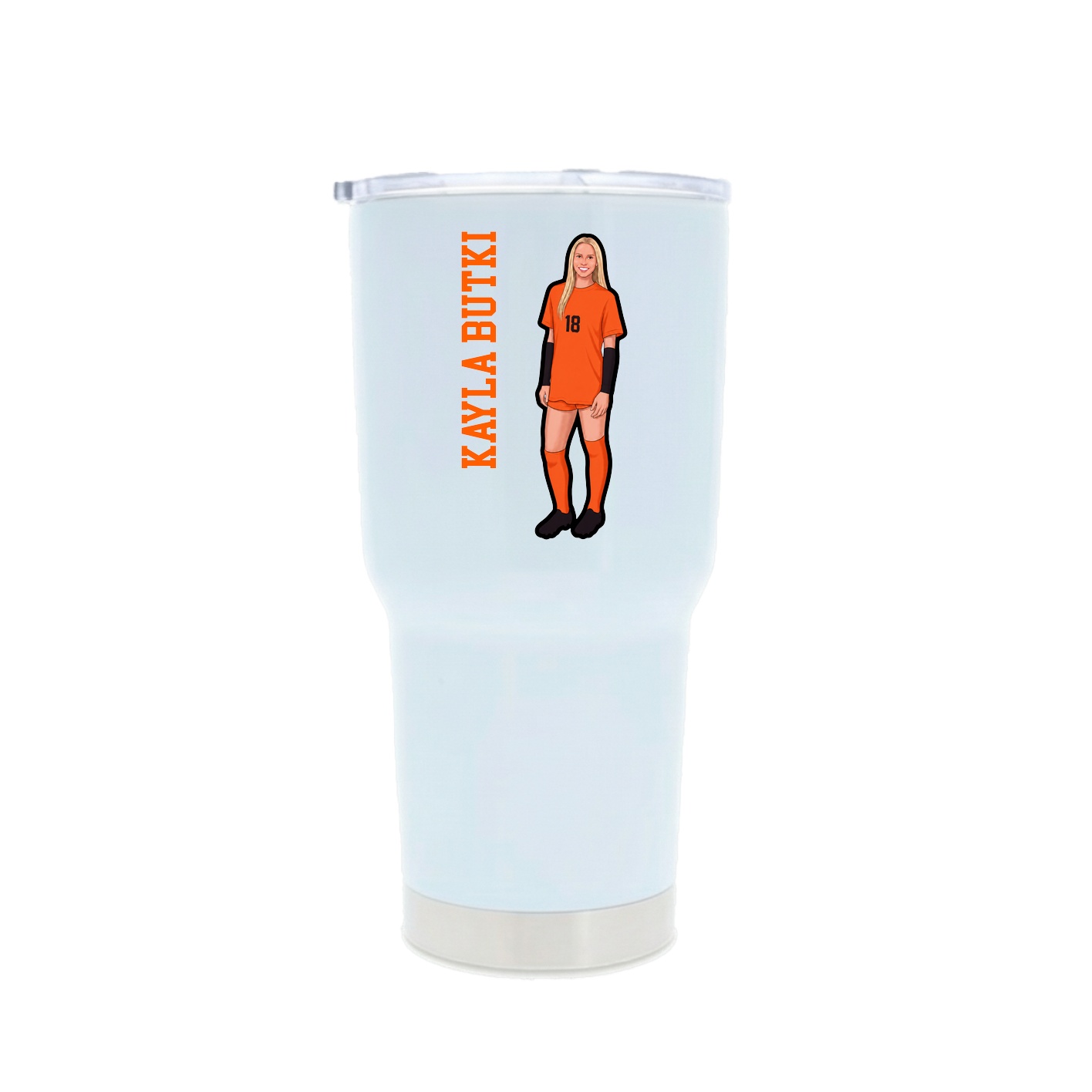 30oz Stainless Steel Tumbler — Name Vertical in White