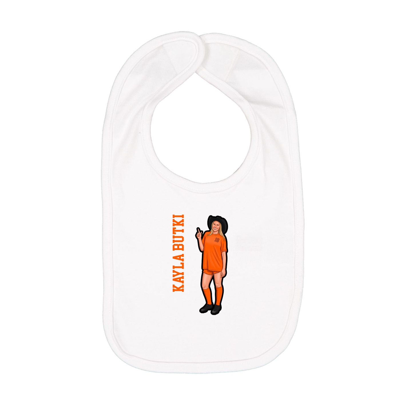 Infant Bib — Name Vertical in White