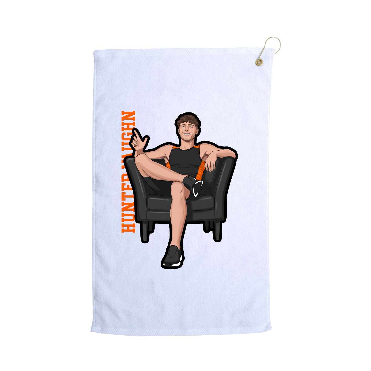 Golf Towel — Name Vertical in White
