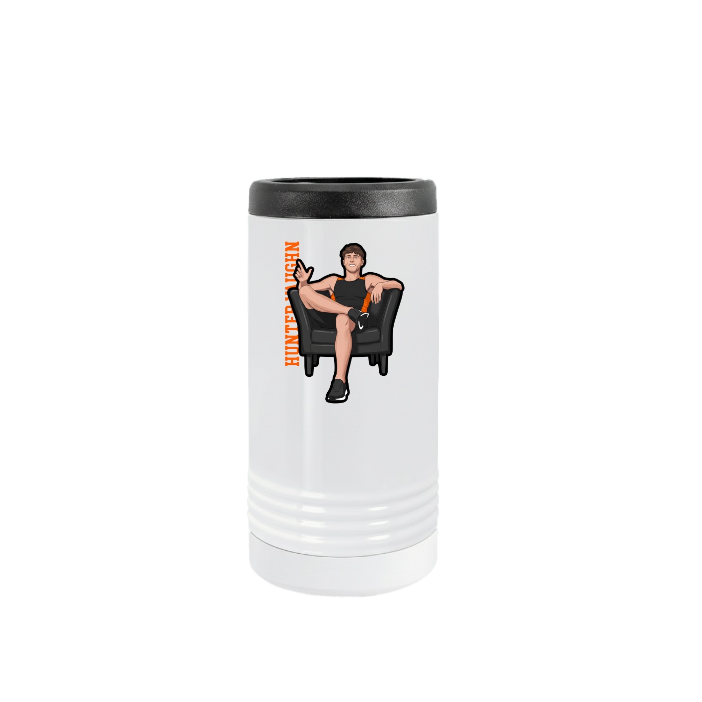 Slim Beverage Holder — Name Vertical in White