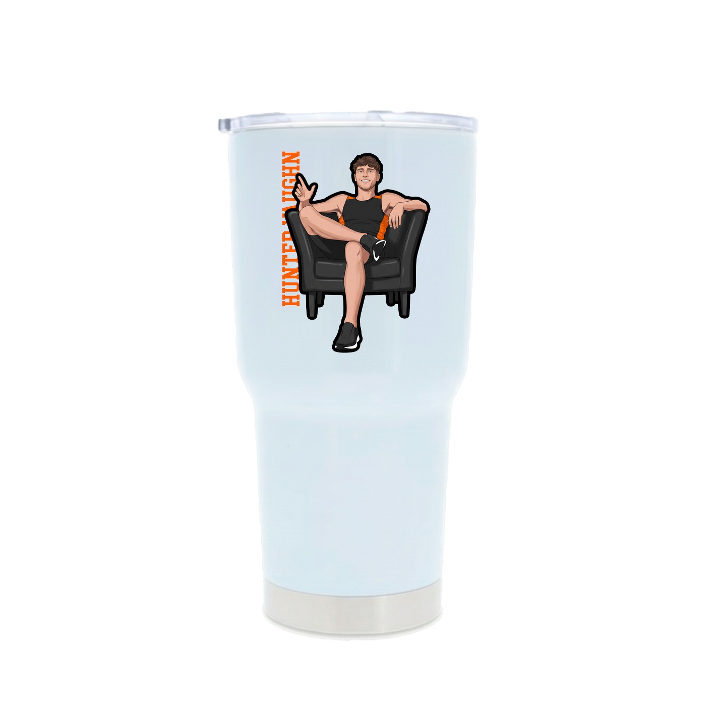 30oz Stainless Steel Tumbler — Name Vertical in White