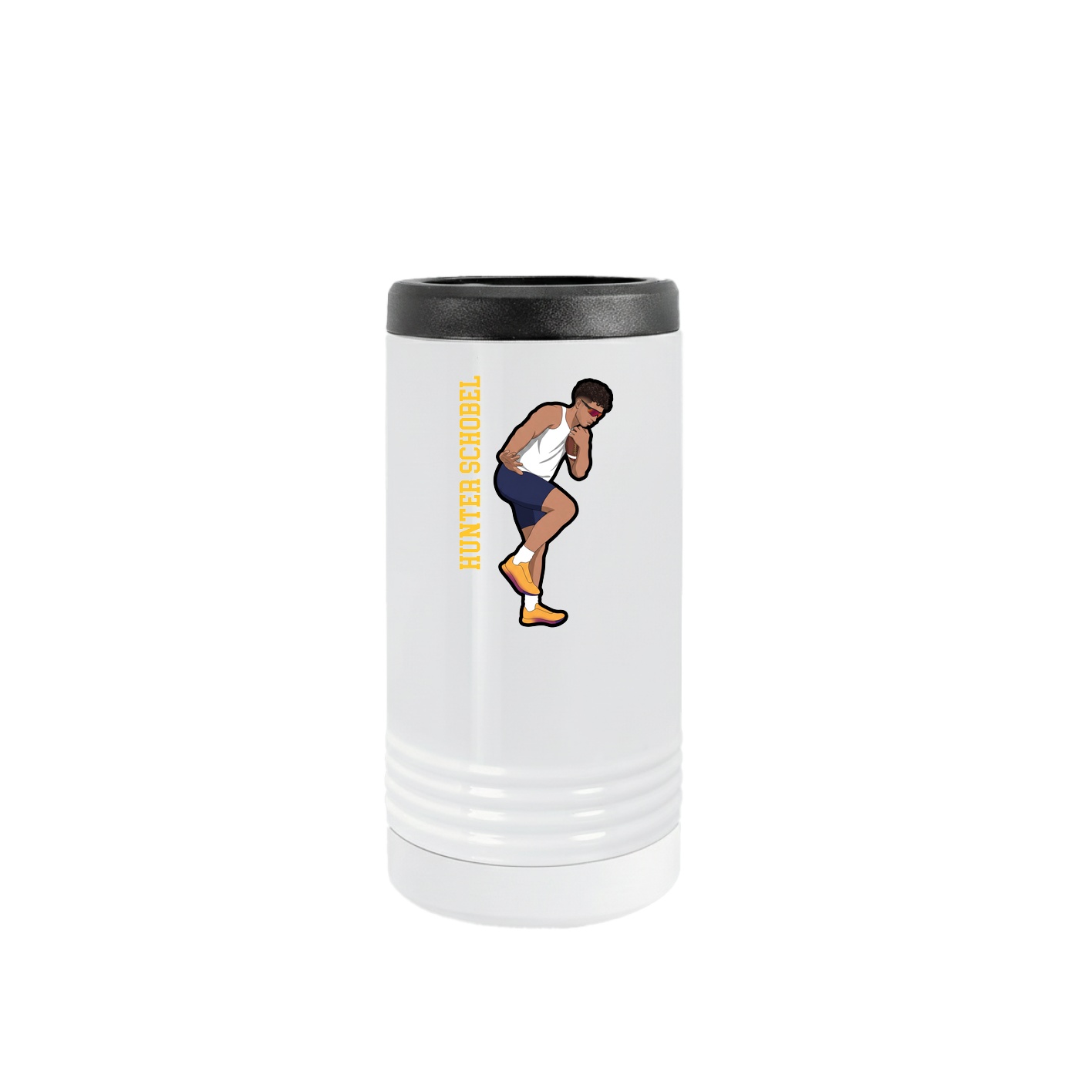 Slim Beverage Holder — Name Vertical in White