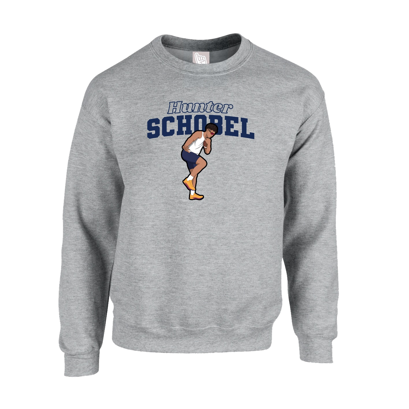 Fleece Crew — Name Arch in Grey