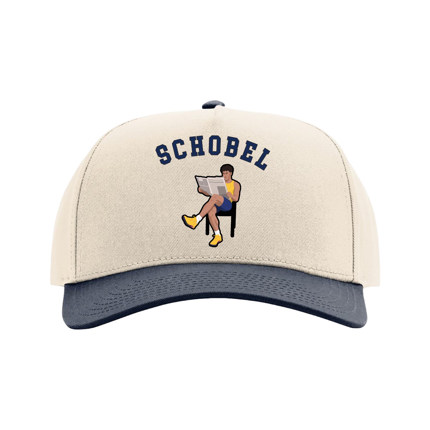 Full Fabric Five-Panel Champ Cap — Shirsey Arch in Cream/Navy