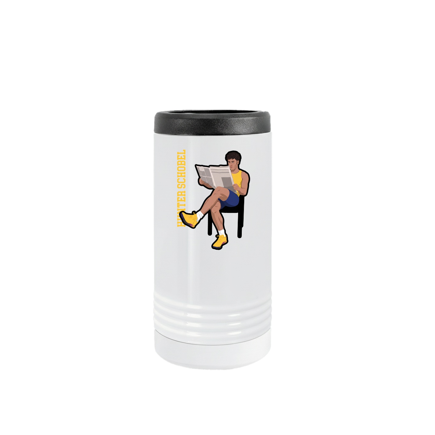 Slim Beverage Holder — Name Vertical in White