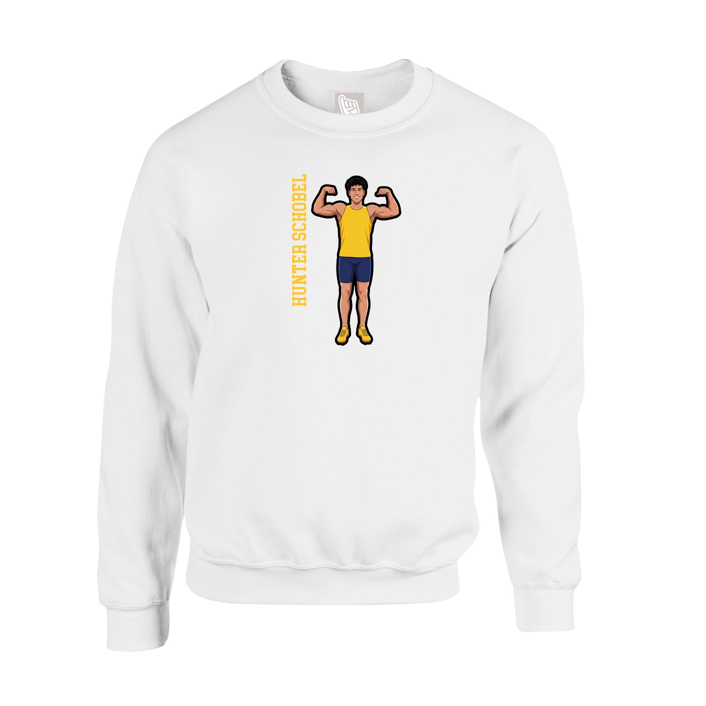 Fleece Crew — Name Vertical in White
