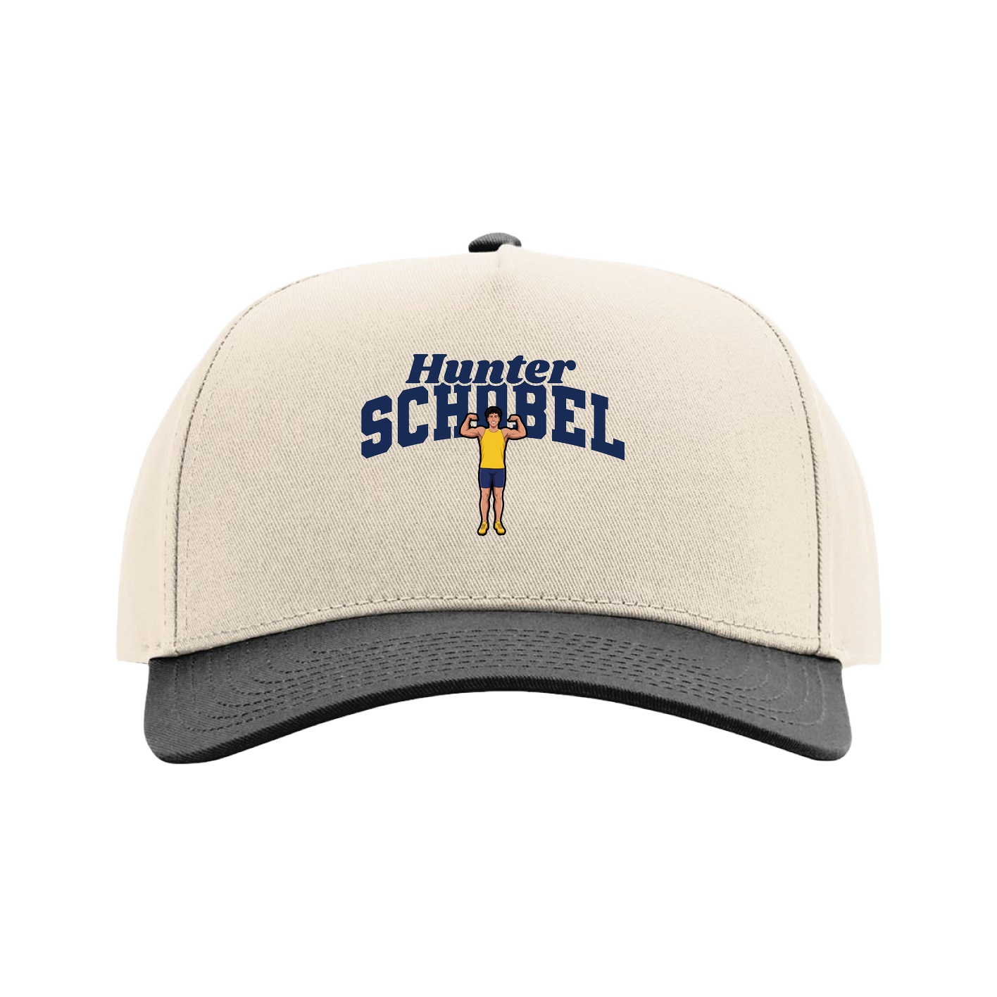 Full Fabric Five-Panel Champ Cap — Signature Arch in Cream/Black