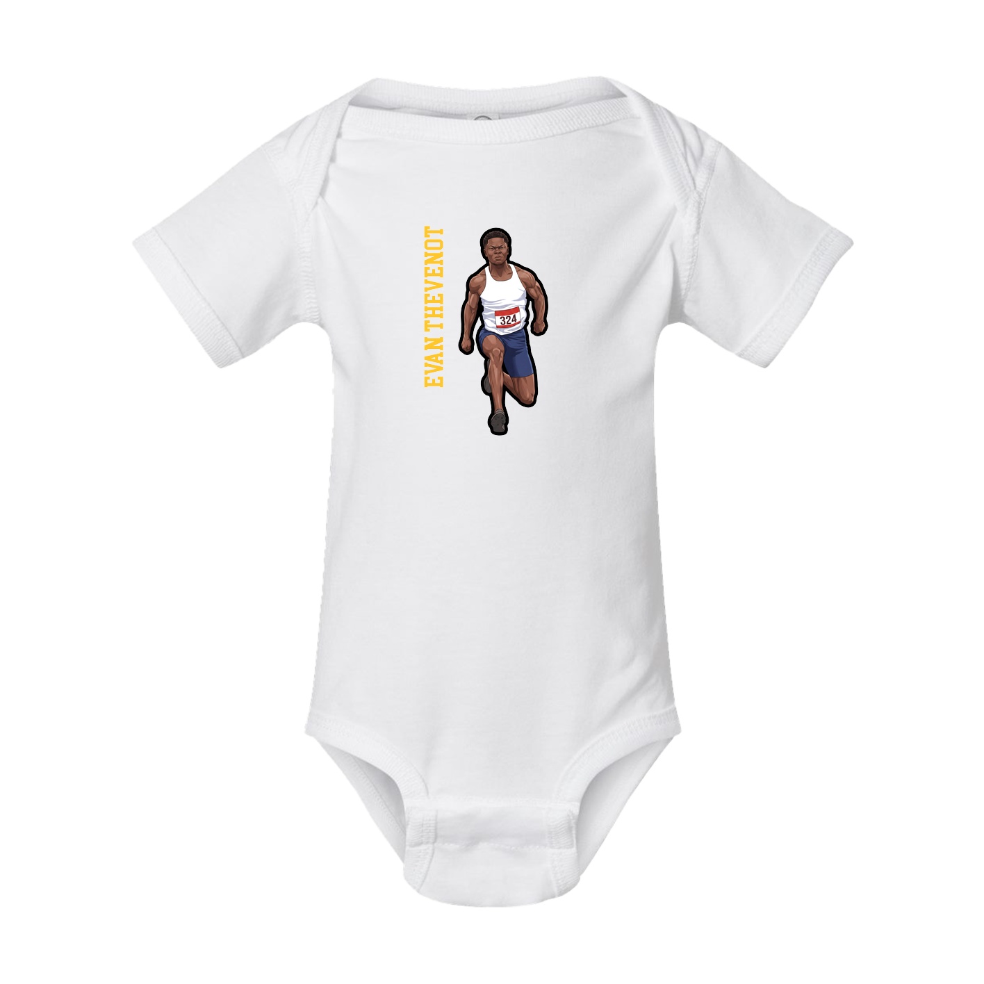Baby Onesie — Name Vertical in White