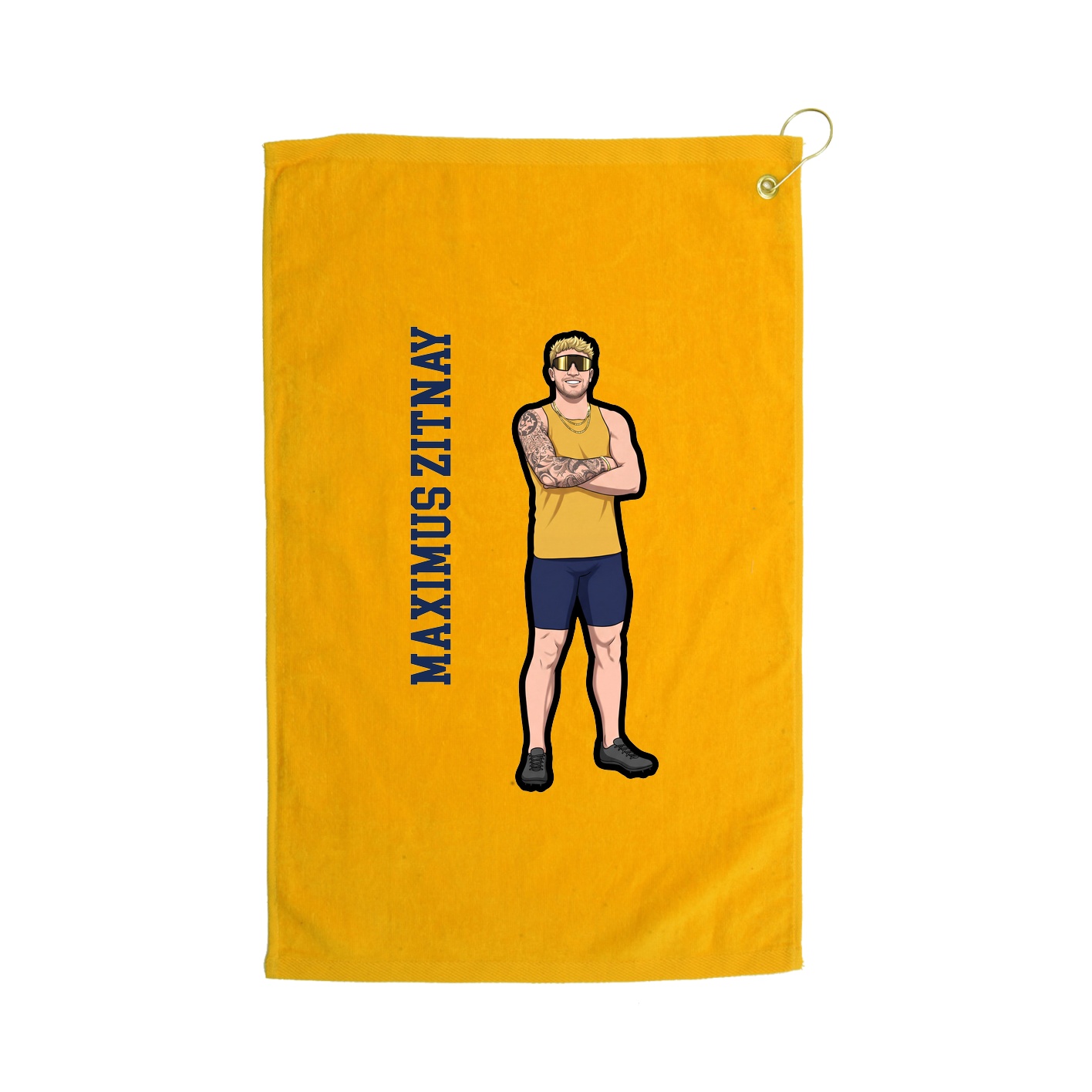 Golf Towel — Name Vertical in Gold