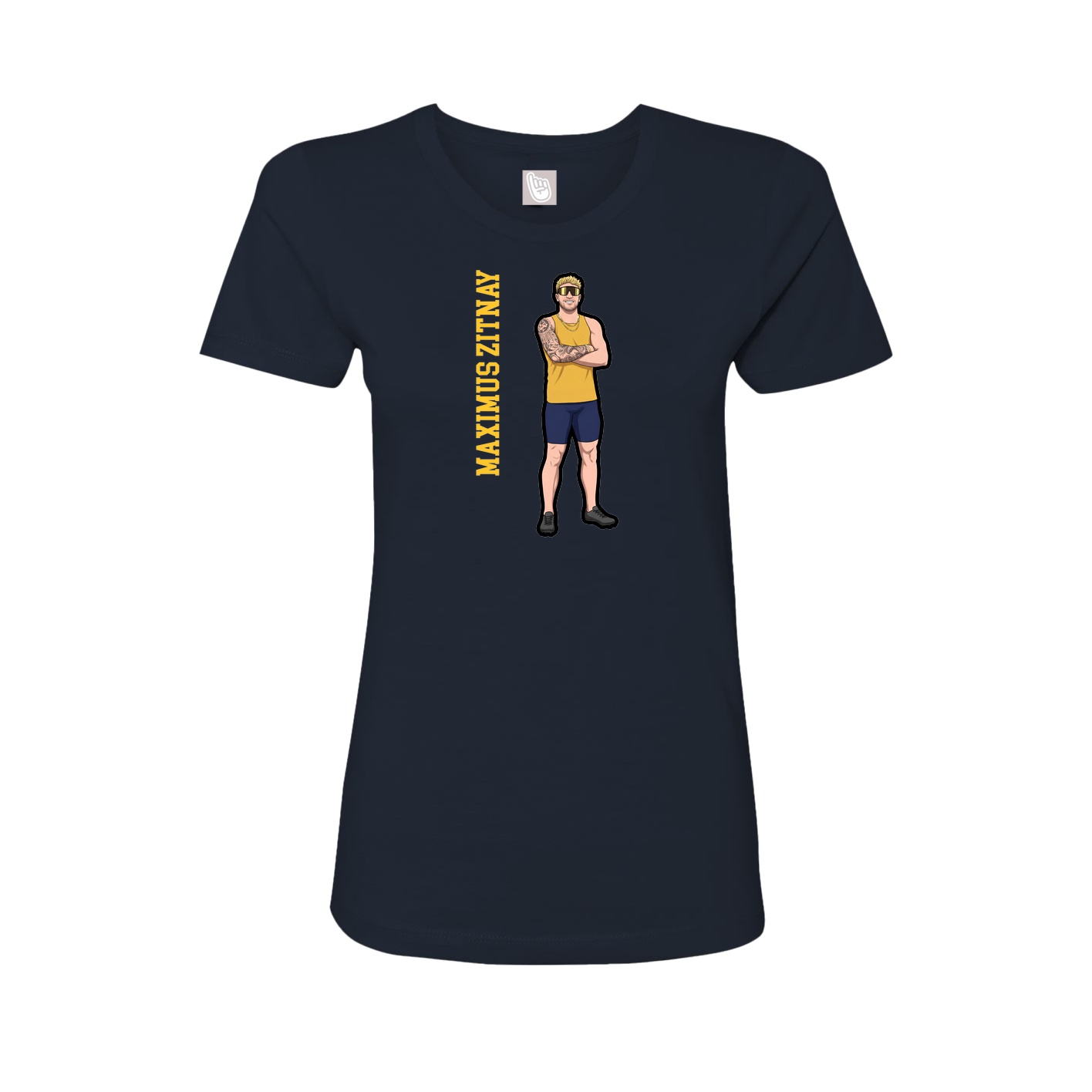 Fitted Women's Tee — Name Vertical in Navy
