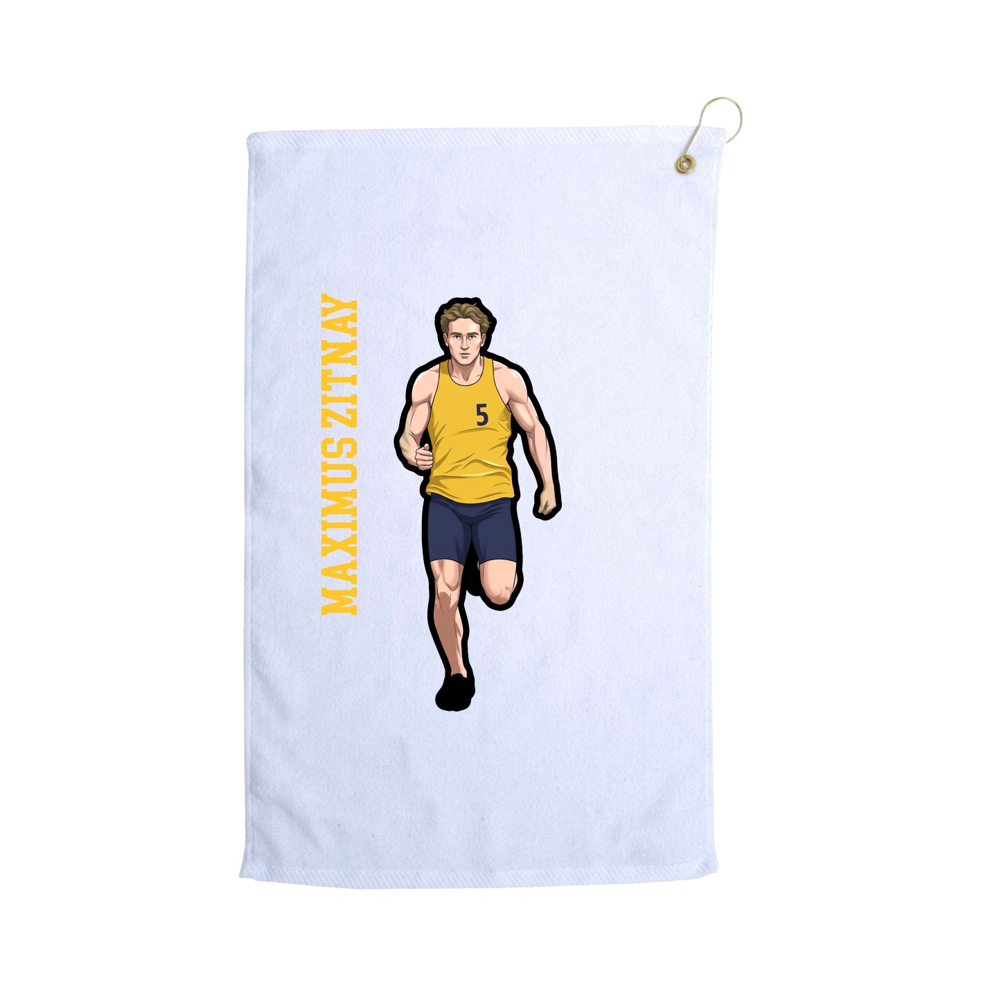 Golf Towel — Name Vertical in White
